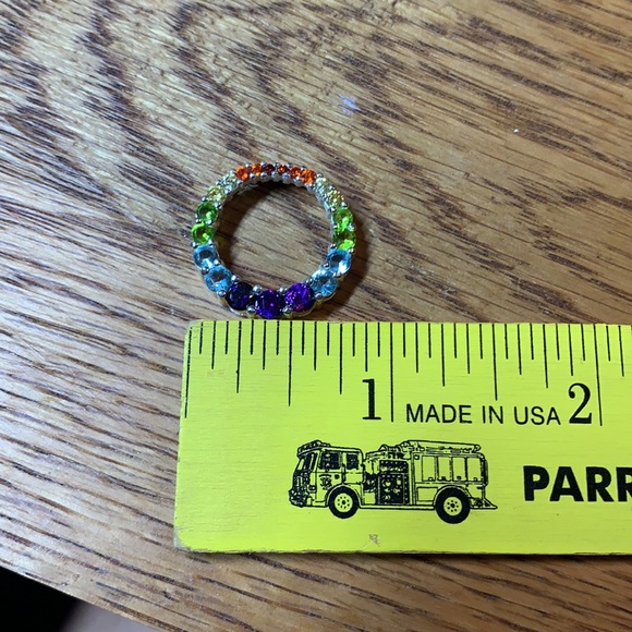 Sterling Silver Small Multi-Colored CZ Pendant - Picture 15 of 17